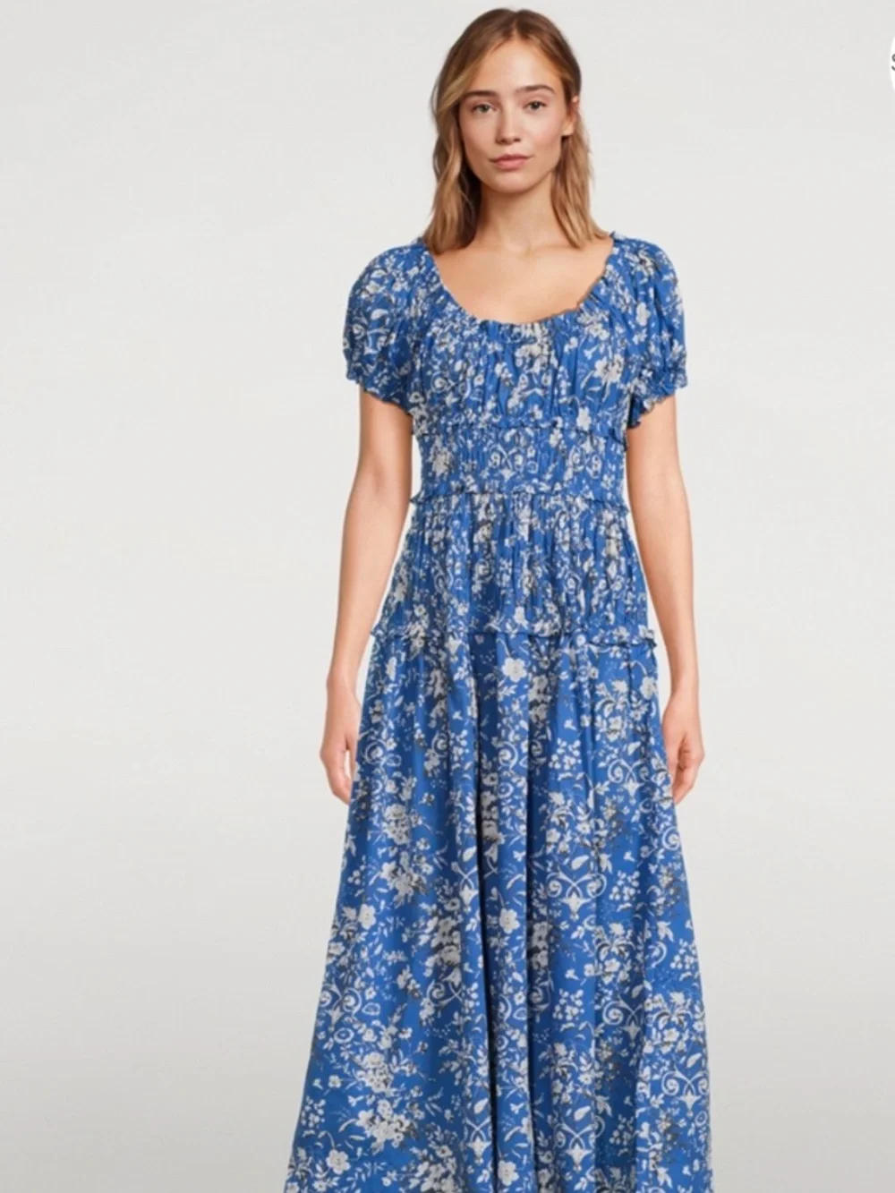 NWT Doen Leanne Jardins de La Fontaine Floral. Blue Maxi Dress Size M - Picture 2 of 4